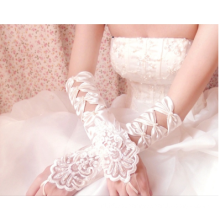 2016 largo marfil encaje longitud del codo guantes de novia Fingerless guantes de boda gancho